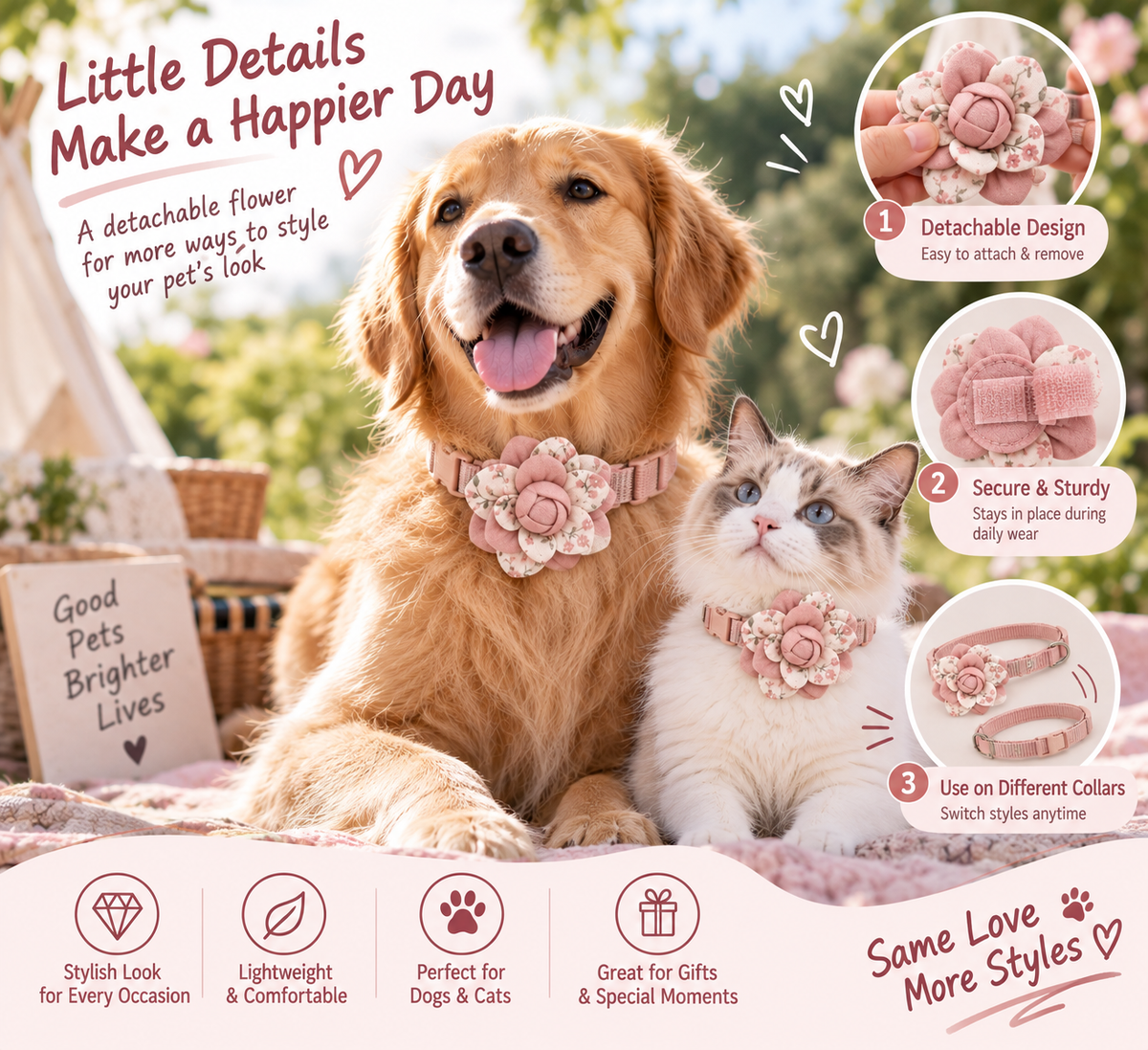Detachable Pet Collar Flower